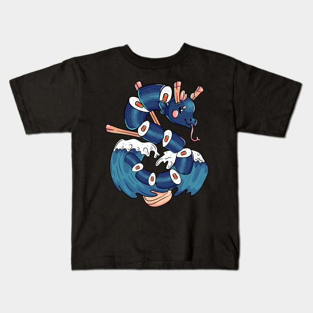 Kawaii sushi dragon Kids T-Shirt by levinanas_art